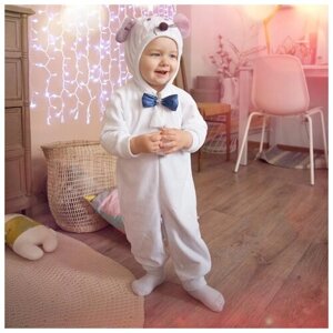 Карнавальный костюм для малышей "Мышонок с бабочкой" велюр, хлопок, рострост 74-92 4675781