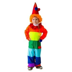 Карнавальный костюм "Клоун радужный", комбинезон, колпак с волосами, рост 122-134 см