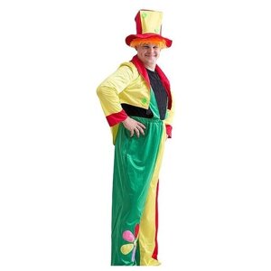 Карнавальный костюм Страна Карнавалия "Клоун", шляпа с волосами, комбинезон, пиджак, размер 50-54