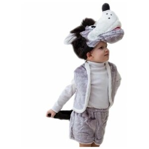 Карнавальный костюм "Волк", шапка, жилет, шорты с хвостом 5-7 лет, рост 122-134 989/б