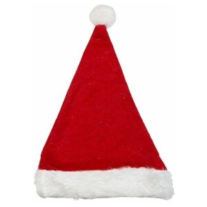 Карнавальный новогодний акссесуар на голову колпак шапка Деда Мороза Пушистый 28x38см