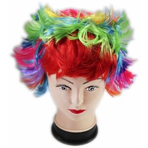 Карнавальный парик клоунессы разноветный