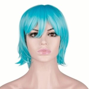 Карнавальный праздничный парик из искусственного волоса Riota Аниме, короткий, 140 гр, голубой, 1 шт.