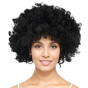 Карнавальный праздничный парик из искусственного волоса Riota Кудряшки, черный, 120 гр, 1 шт.