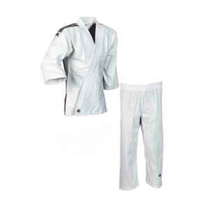Кимоно для дзюдо CLUB белое С черными полосками J350 (без пояса) - Adidas - Белый - 130 см