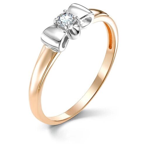 Классическое кольцо из красного золота 585 пробы с бриллиантом
