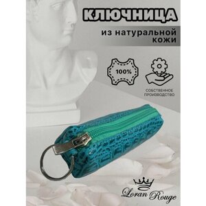 Ключница кайман бирюза, под рептилию, бирюзовый