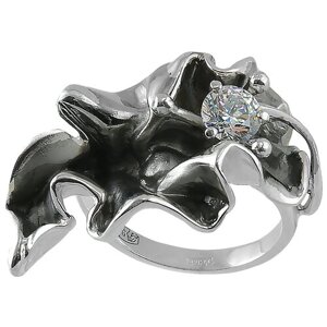 Кольцо Альдзена Чёрный бархат, серебро, 925 проба, родирование, фианит, размер 18.5, серебряный, черный