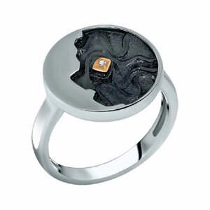 Кольцо АЛЬКОР серебро, 925 проба, родирование, бриллиант, размер 16.5, золотой