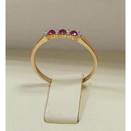 Кольцо АЙМИЛА, красное золото, 585 проба, бриллиант, рубин, размер 16.5, золотой