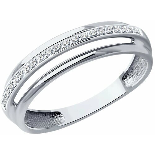 Кольцо Diamant, белое золото, 585 проба, бриллиант, размер 16.5