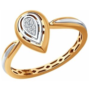 Кольцо Diamant комбинированное золото, 585 проба, бриллиант, размер 17