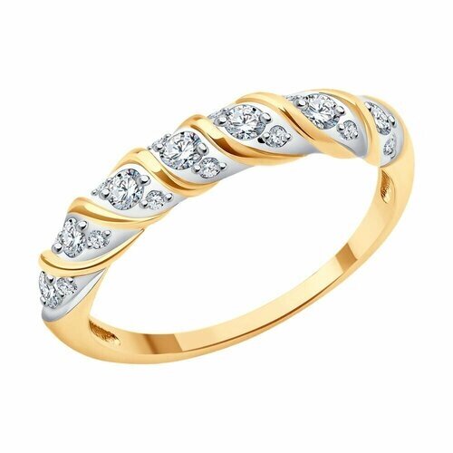 Кольцо Diamant, красное золото, 375 проба, фианит, размер 17.5, золотой