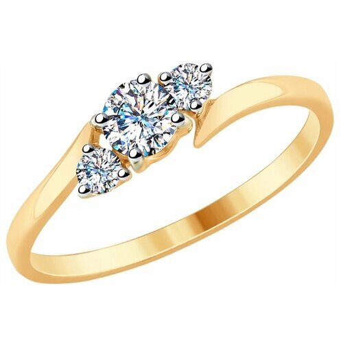 Кольцо Diamant, красное золото, 375 проба, фианит, размер 19