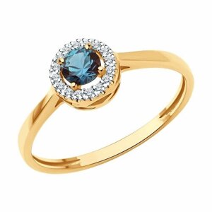 Кольцо Diamant, красное золото, 585 проба, бриллиант, александрит синтетический, размер 16