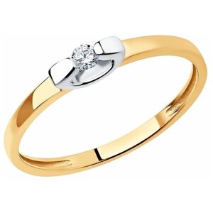 Кольцо Diamant красное золото, 585 проба, бриллиант, размер 16.5