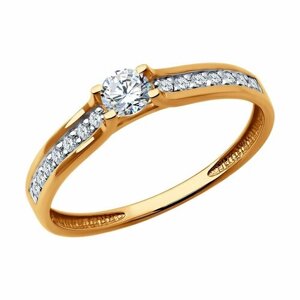 Кольцо Diamant, красное золото, 585 проба, бриллиант, размер 17.5, золото