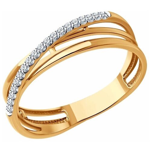 Кольцо Diamant, красное золото, 585 проба, бриллиант, размер 18.5