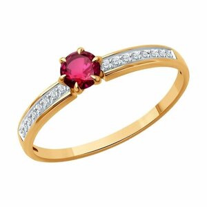 Кольцо Diamant, красное золото, 585 проба, бриллиант, рубин, размер 17.5