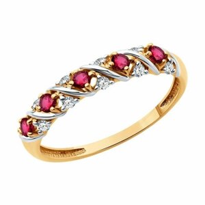 Кольцо Diamant, красное золото, 585 проба, бриллиант, рубин, размер 17, золото