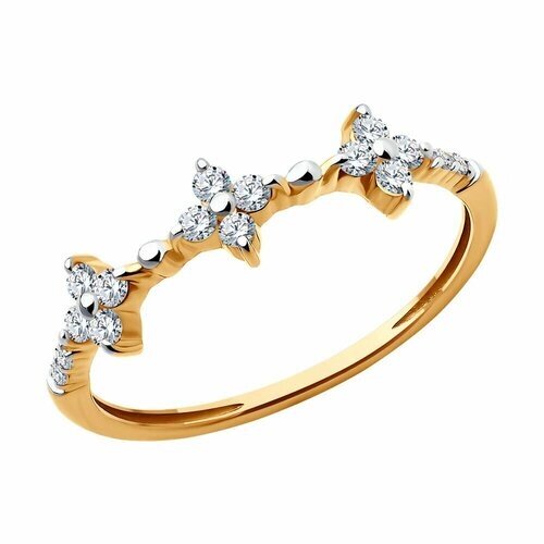 Кольцо Diamant, красное золото, 585 проба, фианит, размер 17.5
