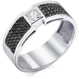 Кольцо Diamant online, белое золото, 585 проба, бриллиант, размер 21, бесцветный, черный