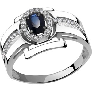 Кольцо Diamant online, белое золото, 585 проба, бриллиант, сапфир, размер 18.5, бесцветный