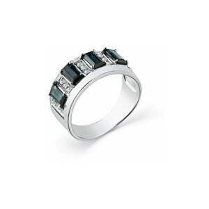 Кольцо Diamant online, белое золото, 585 проба, бриллиант, сапфир, размер 18