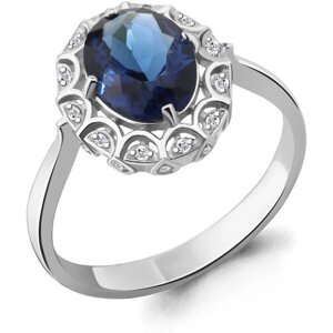 Кольцо Diamant online, белое золото, 585 проба, бриллиант, сапфир, размер 20, бесцветный