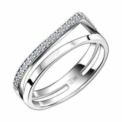 Кольцо Diamant online, белое золото, 585 проба, фианит, размер 18