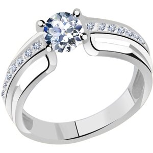 Кольцо Diamant online, белое золото, 585 проба, кристаллы Swarovski, размер 17
