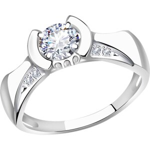 Кольцо Diamant online, белое золото, 585 проба, кристаллы Swarovski, размер 18