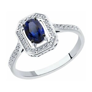 Кольцо Diamant online, белое золото, 585 проба, сапфир, бриллиант, размер 17.5, бесцветный