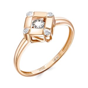 Кольцо Diamant online, комбинированное золото, 585 проба, бриллиант, размер 17, бесцветный