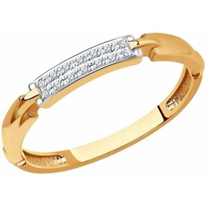 Кольцо Diamant online, красное золото, 585 проба, бриллиант, размер 15