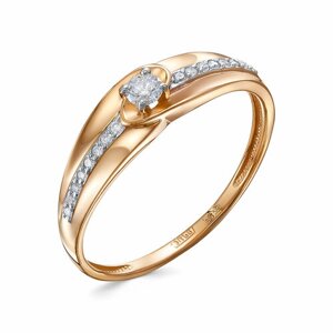 Кольцо Diamant online, красное золото, 585 проба, бриллиант, размер 17.5, бесцветный