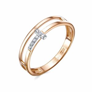 Кольцо Diamant online, красное золото, 585 проба, бриллиант, размер 18, бесцветный