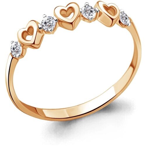 Кольцо Diamant online, красное золото, 585 проба, фианит, размер 16.5