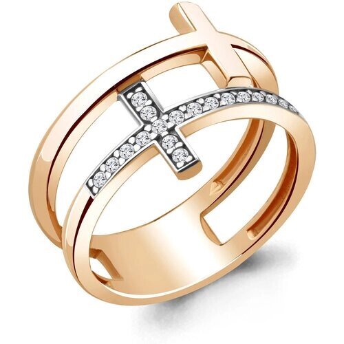 Кольцо Diamant online, красное золото, 585 проба, фианит, размер 17