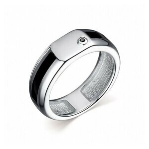 Кольцо Diamant online, серебро, 925 проба, бриллиант, эмаль, размер 20, черный