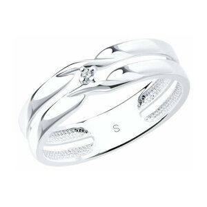 Кольцо Diamant online, серебро, 925 проба, бриллиант, размер 19