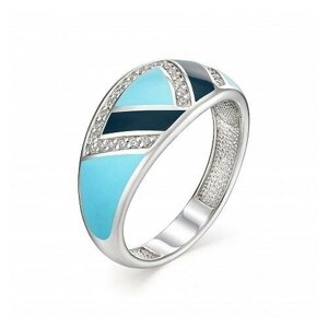 Кольцо Diamant online, серебро, 925 проба, циркон, эмаль, размер 16