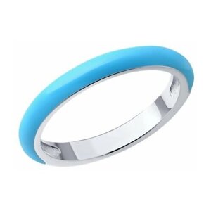 Кольцо Diamant online, серебро, 925 проба, эмаль, размер 18.5, голубой