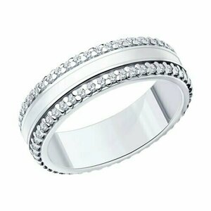 Кольцо Diamant online, серебро, 925 проба, фианит, эмаль, размер 17