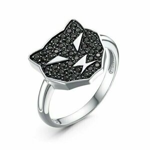 Кольцо Diamant online, серебро, 925 проба, фианит, размер 16.5, черный