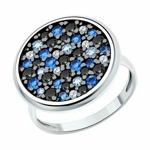 Кольцо Diamant online, серебро, 925 проба, фианит, размер 18.5, мультиколор
