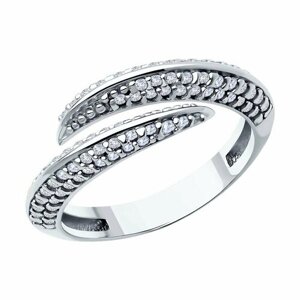 Кольцо Diamant online, серебро, 925 проба, фианит, размер 18, бесцветный