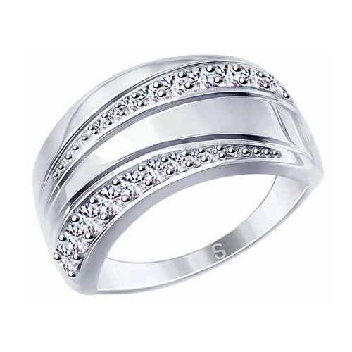 Кольцо Diamant online, серебро, 925 проба, фианит, размер 18