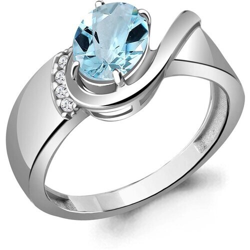 Кольцо Diamant online, серебро, 925 проба, фианит, топаз, размер 17.5