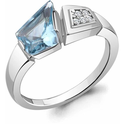 Кольцо Diamant online, серебро, 925 проба, фианит, топаз, размер 17